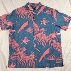 Reyn Spooner Mens Size  XL Blue Red Hawaiian Shirt Tropical Casual Aloha Walking